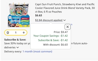 Caprisun Amazon receipt