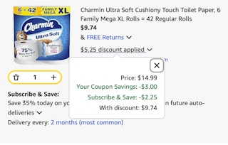 Charmin Amazon receipt