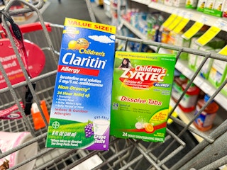 zyrtec and claritin allergy products in a shopping cart