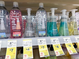 method hand soaps and refills on walgreens shelf