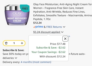 Olay moisturizer Amazon receipt