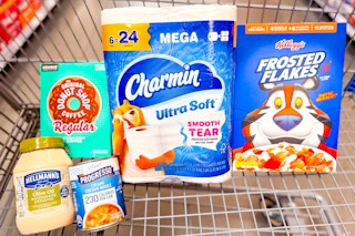 walmart groceries in a shopping cart