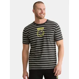 Men's Smiley Striped Graphic Tee