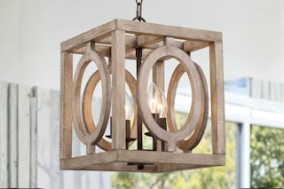 Lifestyle image (close up shot) of the LNC Rustic Lantern installed in home 