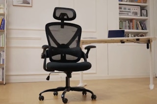 Ergonomic Office Chair, High Back Desk Chair Flip-Up Armrests, 2D Headrest, Wheels and Tilt Function 