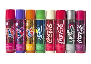 A row of Coca-Cola themed Lip Smackers.