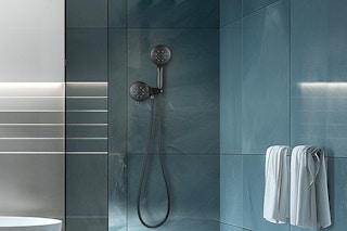 a dual showerhead in a bathroom