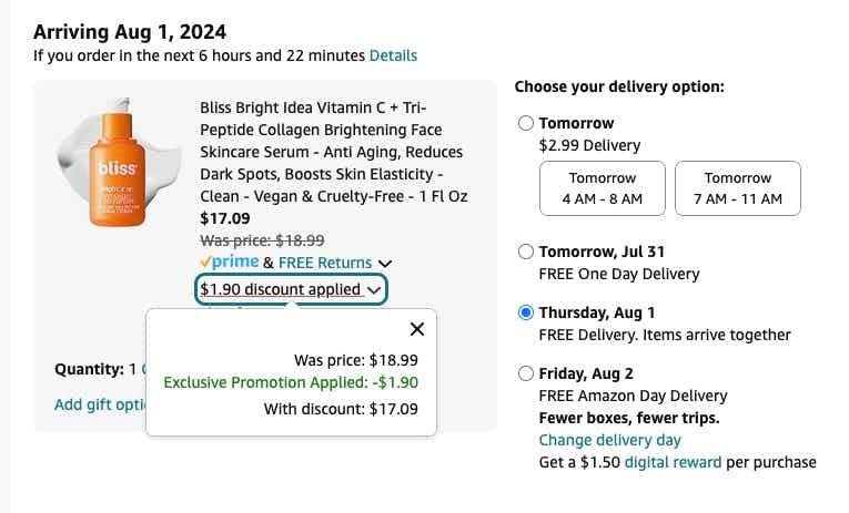 example of cart abandonment discount applied at checkout