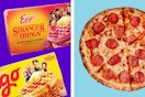 stranger things eggo waffles and a pepperoni pizza