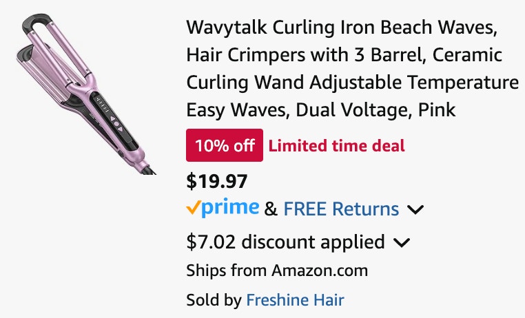 a curling iron cart ending in $19.97