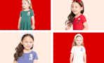 Four styles of the Character Graphic Print Toddler Skater Dresses at Walmart