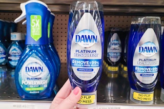 hand holding dawn platinum ez squeez dish soap