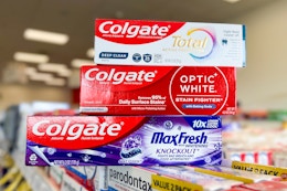 colgate toothpastes on shelf
