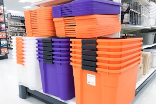 brightroom 20-gallon storage totes sitting on a shelf at target