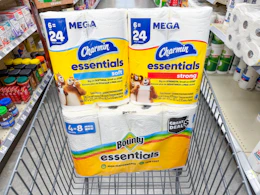 bounty and charmin paper products in walgreens cart
