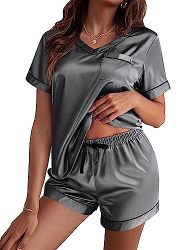 Ekouaer Women's Satin Pajama Set