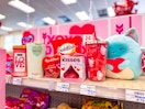 valentines day clearance products on a store shelf
