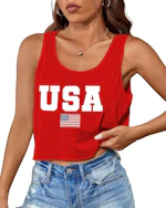 Women's American Flag Crop Tank Top