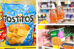 dollar general tostitos, neutrogena, knorr 3-photo collage