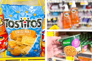 dollar general tostitos, neutrogena, knorr 3-photo collage