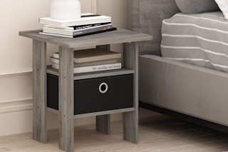 side table with storage bin
