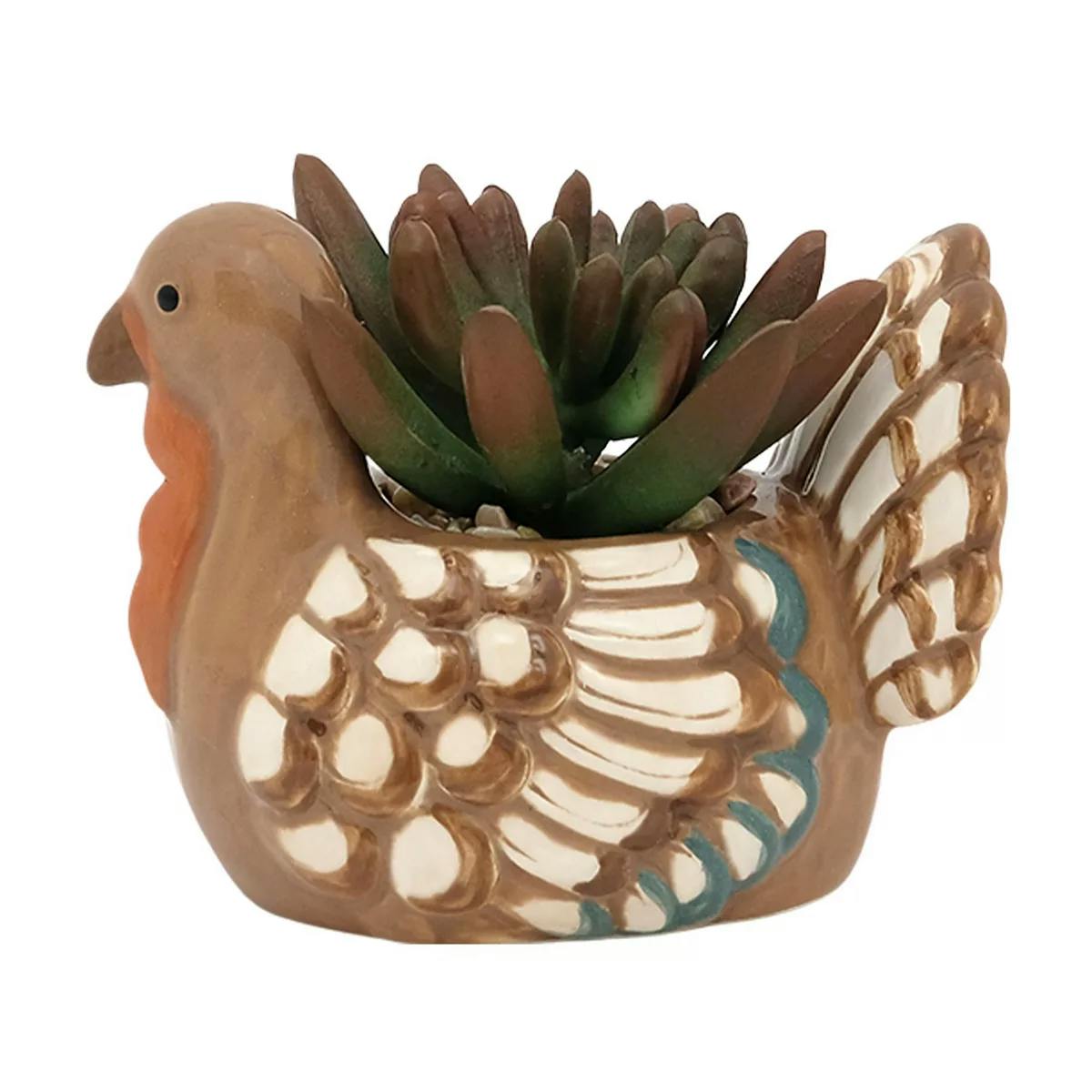 Mini Ceramic Turkey Succulent Decor