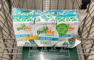 seaweed snacks in a cart at whole foods