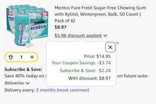 Mentos gum cart