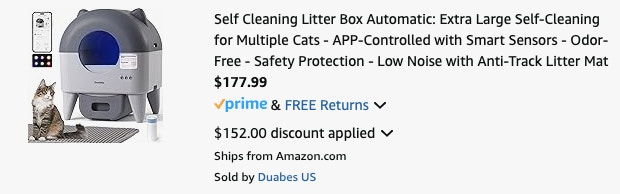self cleaning litter box Amazon receipt