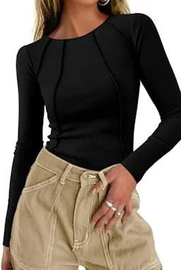 KIRUNDO Ribbed Long Sleeve Top
