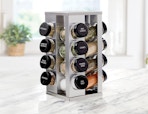 a spice rack on a counter