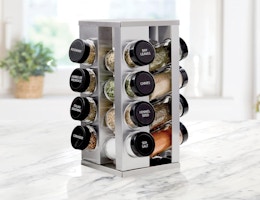 a spice rack on a counter