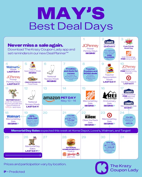 calendar of sales and what to buy in may