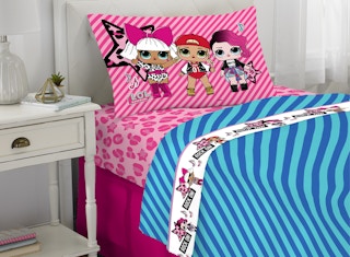 stock photo of lol surprise bedding set staged in room