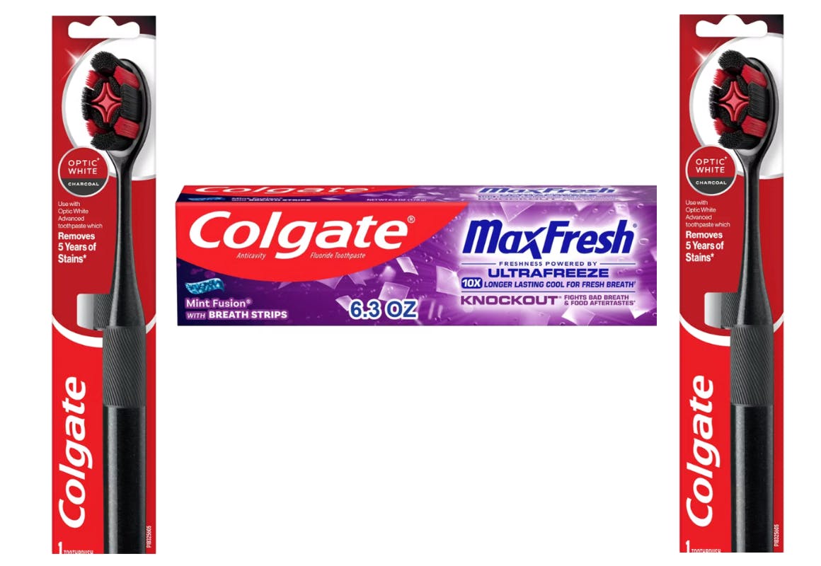 1 Colgate Toothpaste and 2 Colgate Toothbrushes