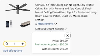 ceiling fan Amazon receipt