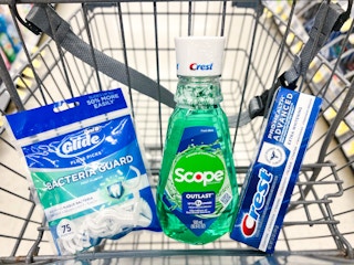 crest and oral-b products in shopping cart