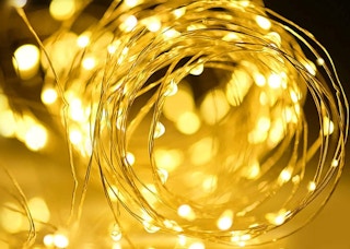 a coiled string up fairy led lights