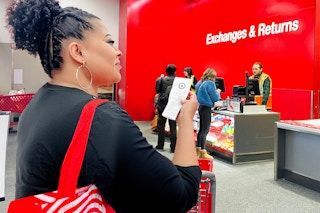 a person in the return and exchange line at target