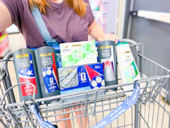 dove fifa body products sitting in a walmart shopping cart