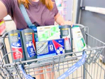 dove fifa body products sitting in a walmart shopping cart