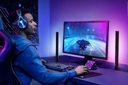 a man using led light bars while gaming