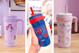 3 zak designs character tumblers side by side