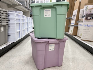 brightroom storage totes sitting on the floor in a target storage aisle