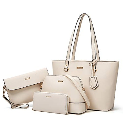 Women's Synthetic Leather Purse Set, 4 ct