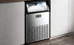 Lifestyle image of the Simzlife Freestanding Ice Machine installed in home kitchen