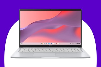 Stock image of the Asus Chromebook Laptop (in the color silver)