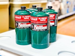 4 Coleman All Purpose Propane Gas Cylinders (in store image at Walmart)
