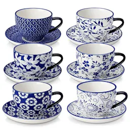 Cappuccino Cups with Saucers 6-Pack