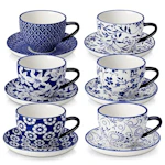 Cappuccino Cups with Saucers 6-Pack